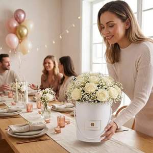 White lidded gift <b>box</b> set, 3-piece <b>round</b> nested gift <b>box</b>, suitable for gift giving, customizable according to needs - Product Image 5