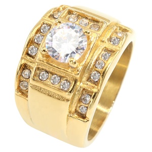 Preços Baixos Atacado Presente de Natal Anel de Ouro 18k Banhado a Ouro para Homens da Índia Design de Anel de Ouro de 4 Gramas Presentes de Casamento - Product Image 1