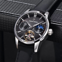 Montre mécanique automatique Pagani Design PD-YS021 en cuir PU, chronographe lumineux, étanche, phase de lune, montre mécanique pour homme