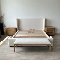Meubles de chambre à coucher minimalistes OAKEN, meubles de chambre à coucher en bois de luxe, lit avec tête de lit en tissu, meubles de maison