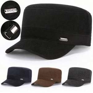 Gorras Deportivas de Invierno 2025, Gruesas y Cálidas, con Parte Superior Plana, para Hombre, Moda Casual para Exteriores, Gorro de Capitán - Product Image 1