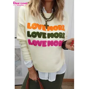 Saint Valentin 2024 Dear-lover LOVE MORE Chenille Graphic Long Sleeve Women's Clothing Tops
