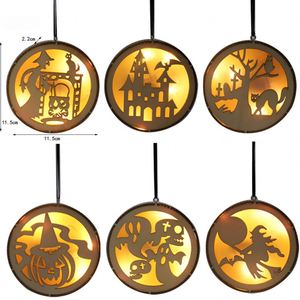 Wholesale Halloween Wooden Ornament Featuring Laser Cut Round Design with <b>Witch</b> Pumpkin and Black Cat for <b>Decor</b> Dropshipping - Product Image 2