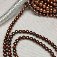Perles teintées brun café de 4-5 mm, colliers semi-finis en perles naturelles, perles en vrac en forme de pomme de terre