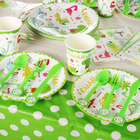 Articles de fête d'anniversaire de haute qualité les plus vendus, assiettes en papier jetables style dinosaures, décorations de festival