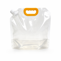 Pochette souple transparente personnalisée pour boissons (jus, bière, liquides) de 1L, 2L, 3L, 4L, 5L avec bec verseur, poignée pliable en plastique, sac d'eau portable