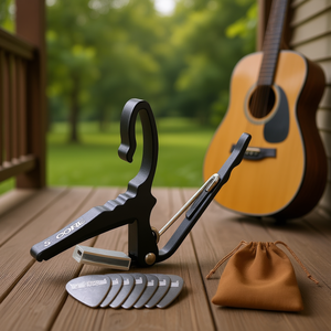 Accesorio para guitarra acústica 5Core Capo Black con 6 púas y bolsa de transporte - Product Image 2