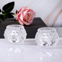 Tempat Lilin Tealight Kaca Kristal Bening Berembos Romantis Tahan Panas Berkualitas Tinggi untuk Dekorasi Natal di Rumah
