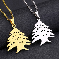 Usine Liban Ville Carte Chaîne Collier En Acier Inoxydable Argent 18K Plaqué Or Liban Drapeau National Emblème Carte Pendentif Collier