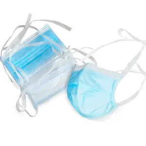Anti-fog ASTM LEVEL 3 Disposable 3-4 layers face adhesive slip mask with tie strap face medical surgical masks