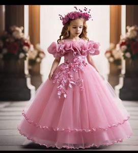 Robe longue de baptême blanche d'été MQATZ ODM pour fille, en satin uni avec appliques, idéale pour soirée formelle, mariage, anniversaire, ou bal de enfants - Product Image 1