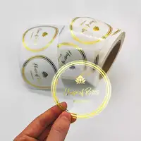 Logo Roll Labels Customized Waterproof Transparent Circle Logo Label Roll Personalised Metal Gold Foil Clear Logo Sticker Custom Printing