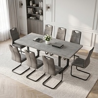 Chaise de restaurant rembourrée en gros, style ergonomique, dossier gris matelassé, ensemble de chaises cantilever ou décoration moderne pour salle à manger