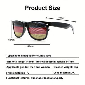 Lunettes de soleil personnalisées promotionnelles à motif perforé pour femmes, en plastique de luxe, avec autocollants drapeaux nationaux pour fêtes promotionnelles - Product Image 3