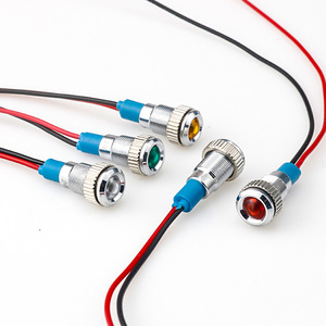 Metal Indicator <b>Light</b> 8mm <b>LED</b> Red Waterproof IP65 12V Power Indicator <b>Light</b> <b>Wire</b> Connector Durable - Product Image 2