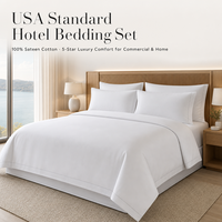 Ensemble de draps en coton blanc et gris brume, drap plat, drap-housse, deux taies d'oreiller pour lit double standard américain