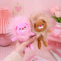 Porte-clés lion mignon et moelleux, ornement de sac à dos créatif en forme d'animal de dessin animé, crochet, jouet, poupée, figurine, petit cadeau exquis