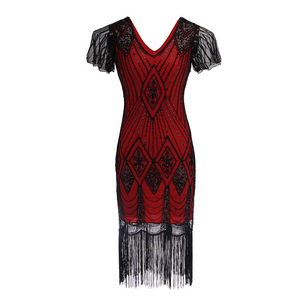 Robe Flapper à Col en Dentelle Great <span class=keywords><strong>Gatsby</strong></span> - Robe des Années 20 pour Femmes avec Manches - Costume des Années 20 pour Fêtes d'Halloween - Product Image 6