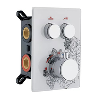 Bouton poussoir mural en verre trempé, 2 voies, encastré, thermostatique, robinet de douche, mitigeur, déviateur pour salle de bain