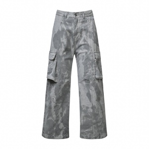 <span class=keywords><strong>Pantaloni</strong></span> <span class=keywords><strong>Cargo</strong></span> da <span class=keywords><strong>Donna</strong></span> 100% Cotone con Stampa Tie-Dye, Vita Media, Gamba Larga, Multitasche, Lunghezza Maxi, Stile Streetwear - Product Image 3