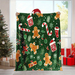 Hongyue Christmas Flannel <b>Blanket</b> 1 Layer Soft <b>Warm</b> Throw For Home Decor Sofa Cover - Product Image 2
