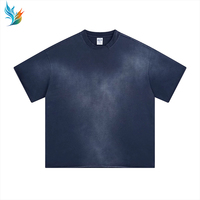 Ensembles de t-shirts pour hommes Vintage Heavyweight Washed Distressed Spray Casual Street Oversized Vintage Two Piece Shorts