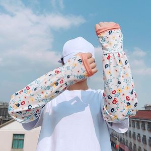 ปลอกแขนผ้าไหมน้ำแข็งสำหรับผู้หญิง พิมพ์ลายดอกไม้ ป้องกันรังสียูวี สำหรับกันแดด ขับรถ ปั่นจักรยาน ฤดูร้อน 2025 - Product Image 2
