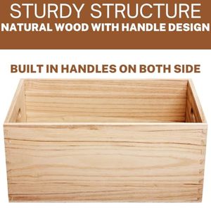 Wholesale 4 Pack Nesting Unfinished Pine Modern Design <b>Storage</b> Crates OEM ODM Custom Logo Stackable <b>Boxes</b> Handles <b>Kitchen</b> Pantry - Product Image 3