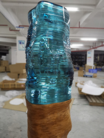Lampes murales LED modernes et contemporaines pour l'extérieur, design unique, sculpture en verre flotté pour hôtels, villas, emballage personnalisé, blanc chaud CCT