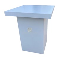 Table haute de bar style farmhouse avec plateau en MDF finition vieillie moderne et pieds en métal noir robuste