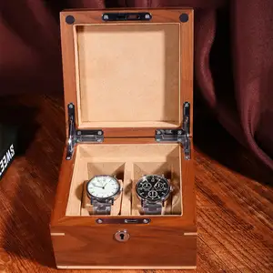 Изготовленный на заказ логотип, упаковка для хранения часов из орехового дерева, роскошная дизайнерская коробка для часов с 2 слотами