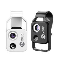 200x HD Microscope Mini Mobile Phone Magnification Lens with LED CPL Black White