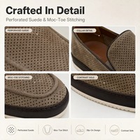 Mocassins perforés en daim pour hommes, chaussures décontractées d'été en cuir véritable respirant avec embout EVA, légères, RADOLFA