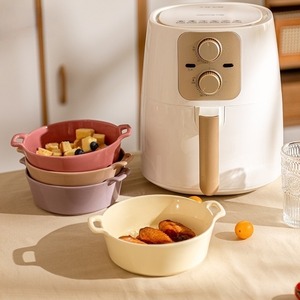 Tazón de Cerámica con Dos Asas de 20 cm, Apto para Horno y Microondas, para Ensaladas y Repostería, Uso Doméstico, Color Sólido - Product Image 2