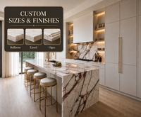 Ensemble d'armoires de cuisine modulaires modernes KEJIA, meubles de cuisine de luxe beige mat avec îlot en marbre et poignées dorées