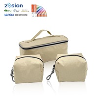 Vente en gros de sacs à cosmétiques tendance pour femmes, étuis à fermeture éclair, grand matériau en polyester imperméable, logo personnalisé, options de couleur