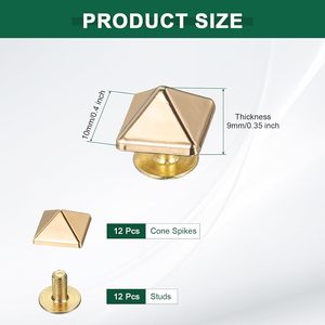 Uxcell Pcs Square Spike <b>Studs</b> Rivets Mm Metal Leather Rivets Rapid Rivet <b>Studs</b> Assortment Kit For DIY Leather Craft Clothing <b>Bag</b> - Product Image 2