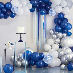 Kit de guirlande de ballons de graduation bleu marine et argenté de 127 pièces, kit d'arche de ballons à confettis blancs et argentés pour fête d'anniversaire, baby shower - Product Image 5