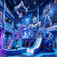 Estructura de Juego Suave Comercial para Centros Comerciales, Parque Infantil Interior con Temática de Robots, con Tobogán y Piscina de Pelotas