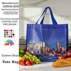 Sacs de courses en polypropylène tissé réutilisables, imperméables, avec logo personnalisé, pour les courses et la promotion - Product Image 1