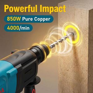 <span class=keywords><strong>Marteau</strong></span> perforateur rotatif SDS Plus BODA H9-26R 850W 26mm, 3 fonctions (perforation, <span class=keywords><strong>marteau</strong></span>, burin), 3.5J d'impact, outil électrique pour béton - Product Image 3