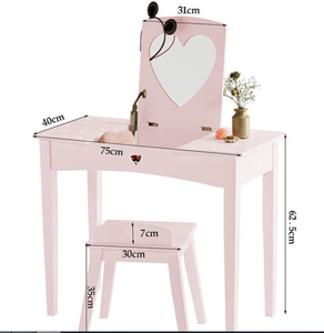 Lovely Mirror Kids <strong>Dressing</strong> <strong>Table</strong> for Lady Girl <strong>Princess</strong> Chair Set Kids Wood Vanity <strong>Table</strong> - Product Image 3