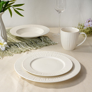 للبيع بالجملة فندق مخصص من الشركة المصنعة في الصين مطعم بورسلين ناعم منقوش باللون الأبيض - Product Image 2