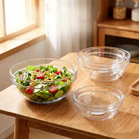 Mangkuk Salad PC Tumpuk Tahan Banting Transparan, Mangkuk Buah, Mangkuk Pencampur Reusable untuk Rumah, Pesta, dan Dapur Sehari-hari