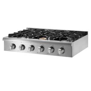 36 inch 6 Burner <span class=keywords><strong>gas</strong></span> phạm vi hàng đầu với Heavy Duty Flat gang nấu ăn lưới - Product Image 2