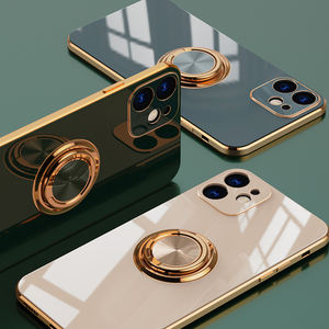 Coque de téléphone avec anneau magnétique, couleur or, étui en tpu pour <span class=keywords><strong>iPhone</strong></span> 13 12 11 <span class=keywords><strong>Pro</strong></span> <span class=keywords><strong>Max</strong></span>, Protection de lentille, housse arrière en silicone - Product Image 1