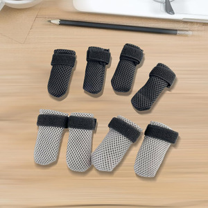 Pet Dog Cat Shoe Socks Breathable Mesh Anti Scratch With Velcro Closure For All Seasons Simple Style Black And Gray - Product Image 2