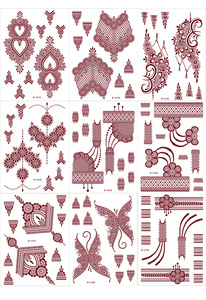 Nove Tipi <span class=keywords><strong>di</strong></span> Adesivi per <span class=keywords><strong>Tatuaggi</strong></span> Temporanei Marroni, Adatti per Disegni <span class=keywords><strong>di</strong></span> <span class=keywords><strong>Tatuaggi</strong></span> in Stile Pizzo su Mani, Dita, Braccia, Schiena e Collo. - Product Image 6