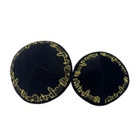 Kippa brodée personnalisée avec logo pour hommes, chapeaux ethniques, Yarmulke avec motif de l'horizon de Jérusalem, casquette religieuse juive en velours, vente en gros
