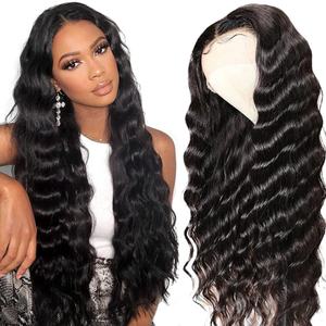 Ms-Beauty in Stock Peruvian Human <b>Hair</b> Deep Wave Lace Front Wig for Black Women Pre Plucked Invisible swiss Frontal Lace Wig - Product Image 5